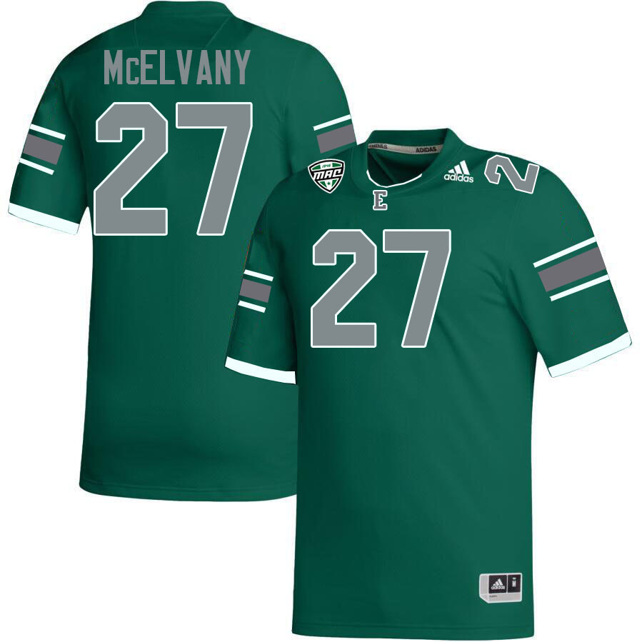 Eastern Michigan Eagles #27 Cole McElvany College Football Jerseys Stitched-Green
